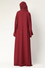 Load image into Gallery viewer, Simple Everyday Abaya - Front Open Maroon