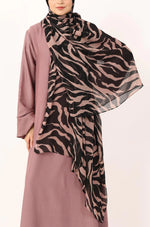 Load image into Gallery viewer, Zebra Rose Print Chiffon Hijab