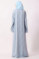 Load image into Gallery viewer, Luxury Floral Abaya Dress Powder Blue