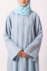 Load image into Gallery viewer, Luxury Floral Abaya Dress Powder Blue
