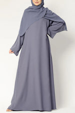 Load image into Gallery viewer, Elegant Purple Grey Flow Abaya with Matching Hijab