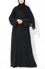 Load image into Gallery viewer, Black Crystal Embroidered Abaya