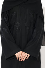 Load image into Gallery viewer, Black Crystal Embroidered Abaya