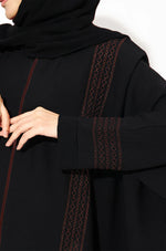 Load image into Gallery viewer, Black Zari Kaftan Abaya