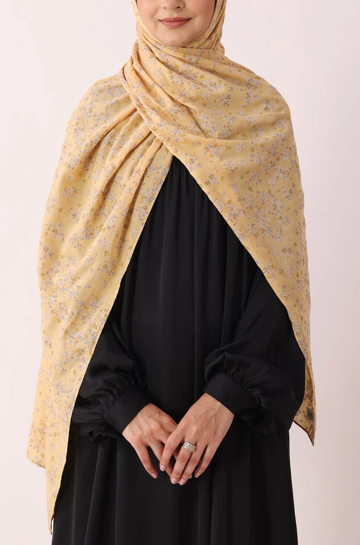 Yellow Bloom Print Modal Hijab