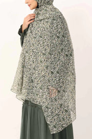 Mint Petals Print Chiffon Hijab