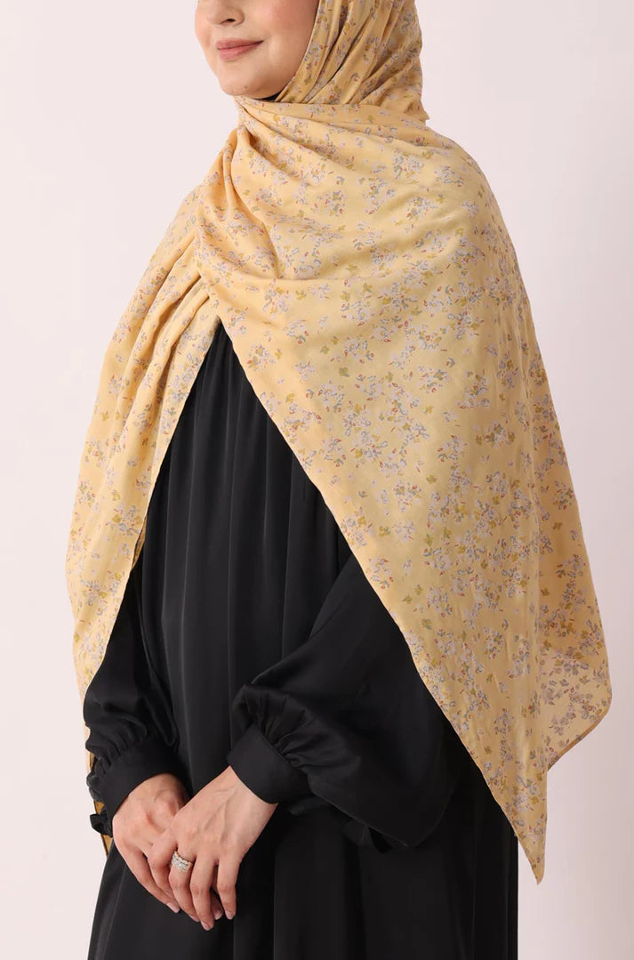 Yellow Bloom Print Modal Hijab