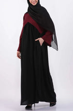 Load image into Gallery viewer, Color Block Gather Abaya
