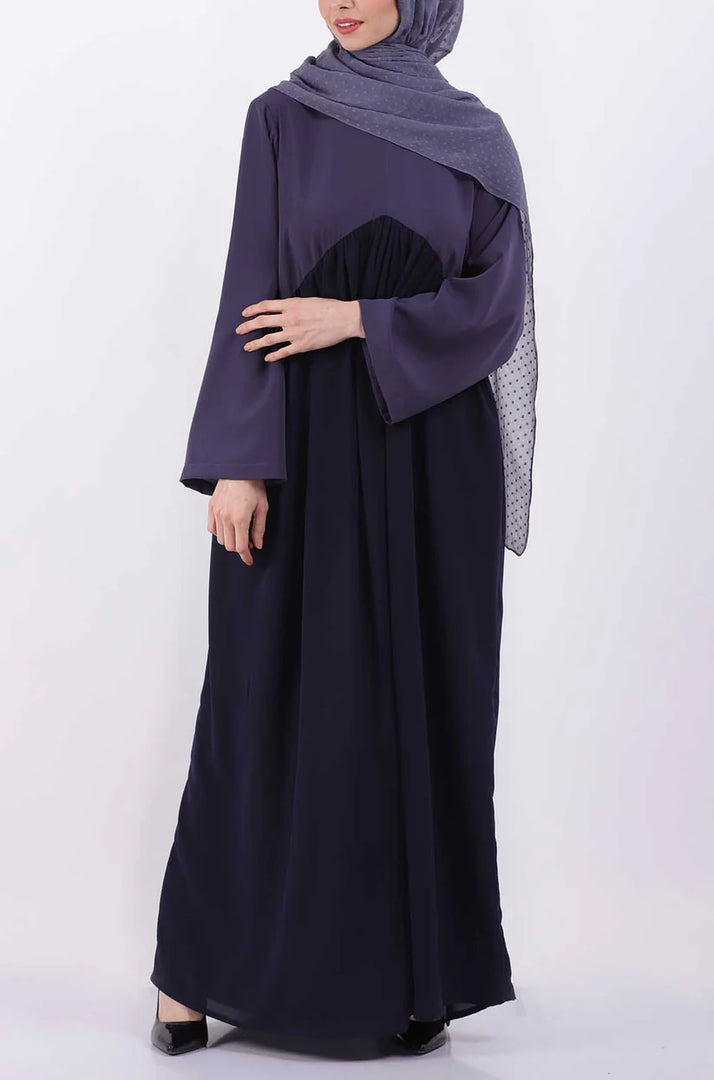 Color Block Gather Abaya