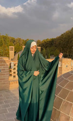 Load image into Gallery viewer, Green Irani Sleeves Chadar - Nida Matte Fabric
