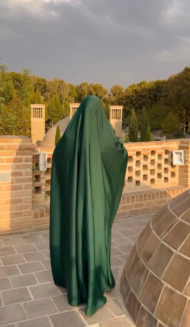 Green Irani Sleeves Chadar - Nida Matte Fabric