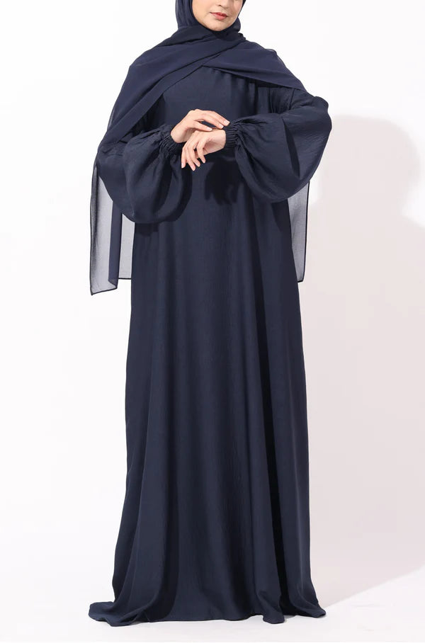 Elegant Purple Grey Flow Abaya with Matching Hijab