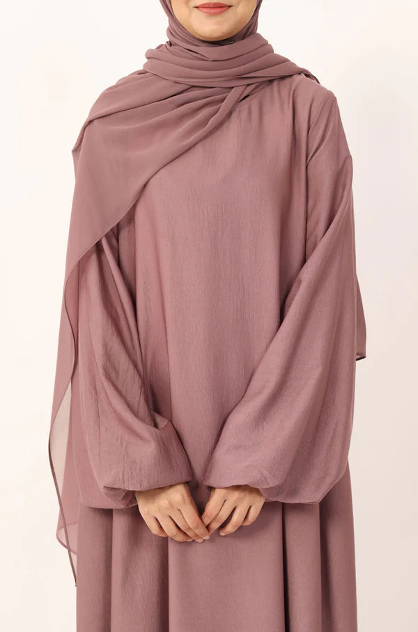 Elegant Purple Grey Flow Abaya with Matching Hijab