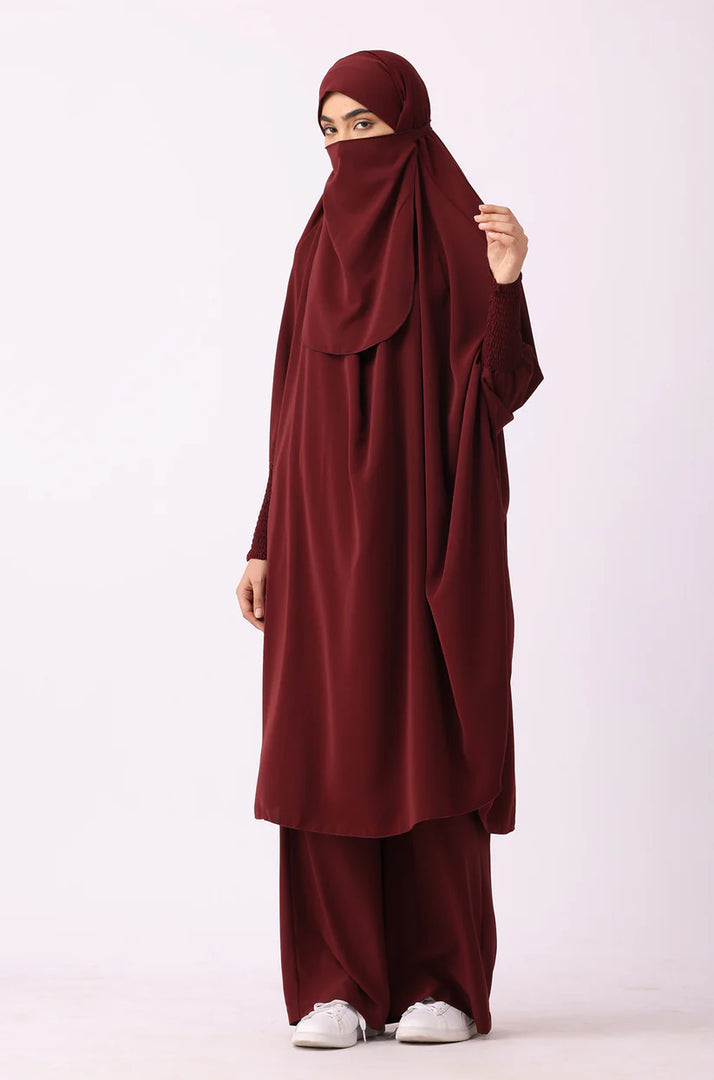 Maroon Jilbab   02 Piece / Prayer Set