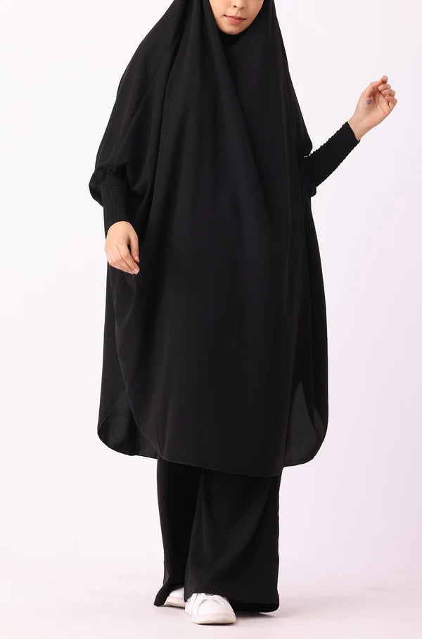 Black Jilbab Khimar Set for Women | 2-Piece Modest Islamic Outfit