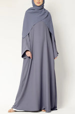 Load image into Gallery viewer, Elegant Purple Grey Flow Abaya with Matching Hijab

