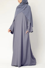Load image into Gallery viewer, Elegant Purple Grey Flow Abaya with Matching Hijab
