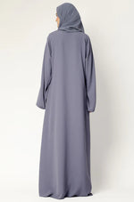 Load image into Gallery viewer, Elegant Purple Grey Flow Abaya with Matching Hijab
