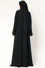 Load image into Gallery viewer, Black Layered Open Abaya with Snap Buttons – Modest Long Sleeve Abaya
