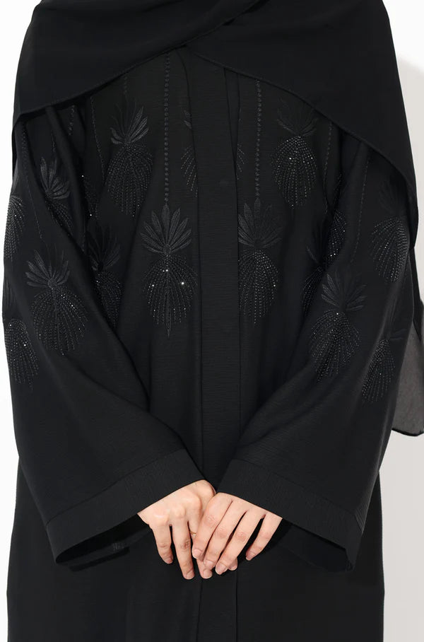 Black Crystal Embroidered Abaya