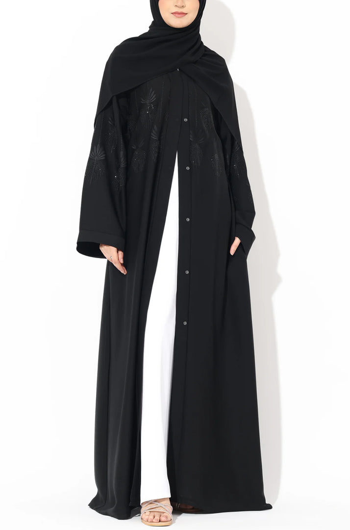 Black Crystal Embroidered Abaya