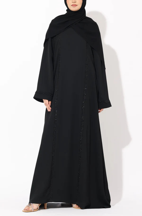 Black Chain Embroidery Abaya