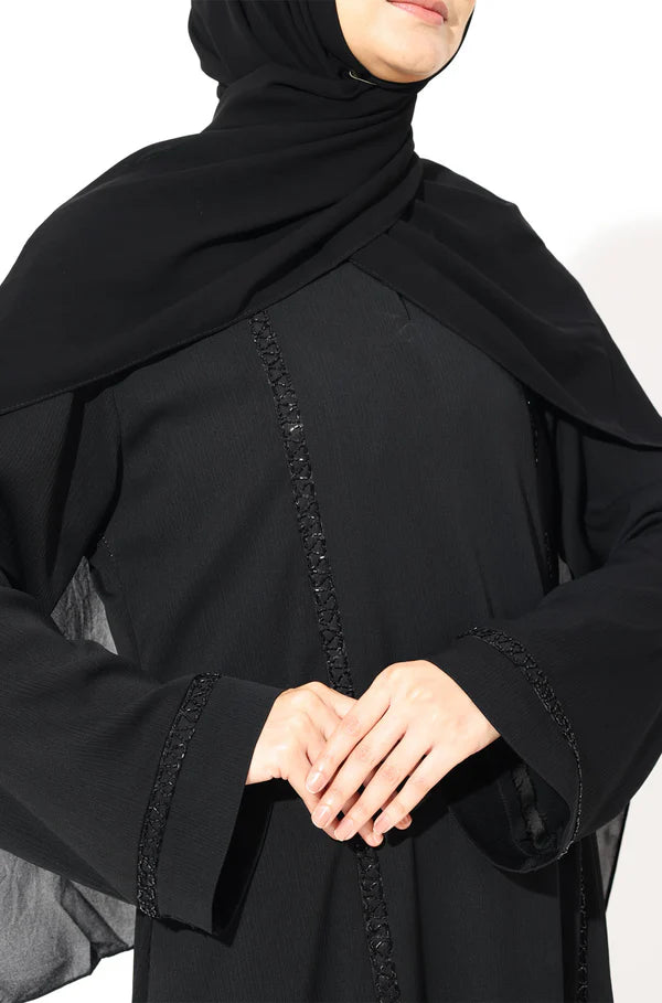 Black Chain Embroidery Abaya