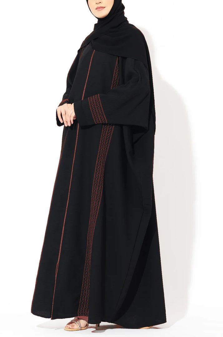 Black Zari Kaftan Abaya