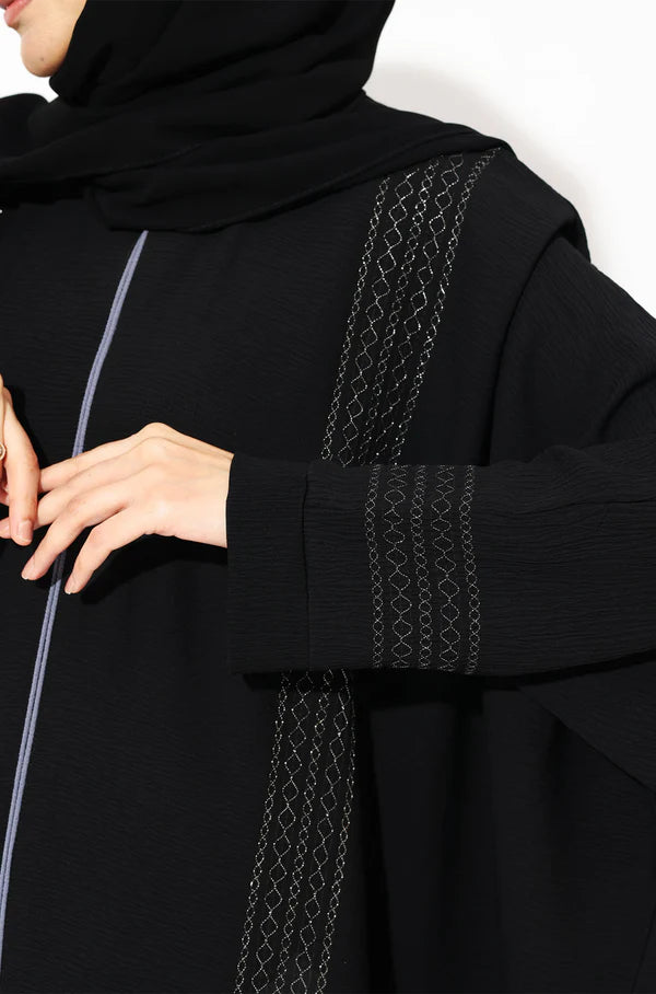 Black Zari Kaftan Abaya