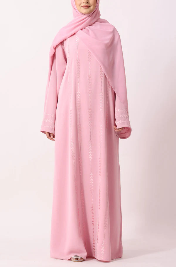 Luxury Floral Abaya Dress Powder Blue