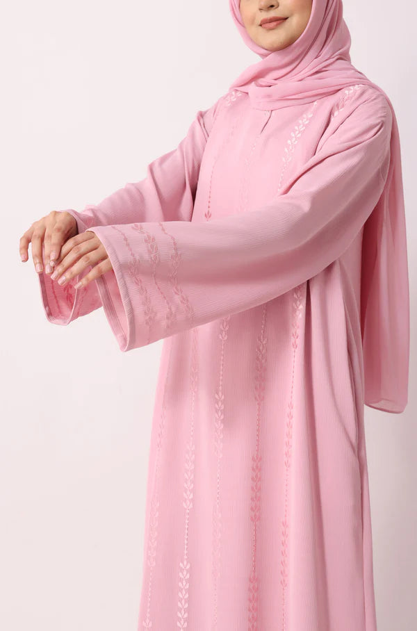 Luxury Floral Abaya Dress Powder Blue